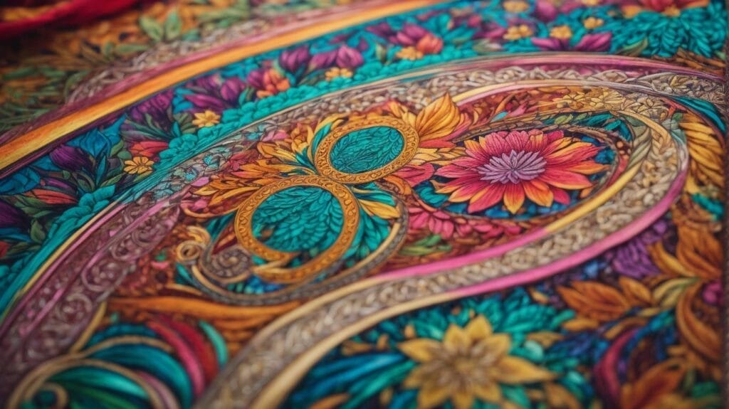 A close up of a vivid Coloring Page pattern.