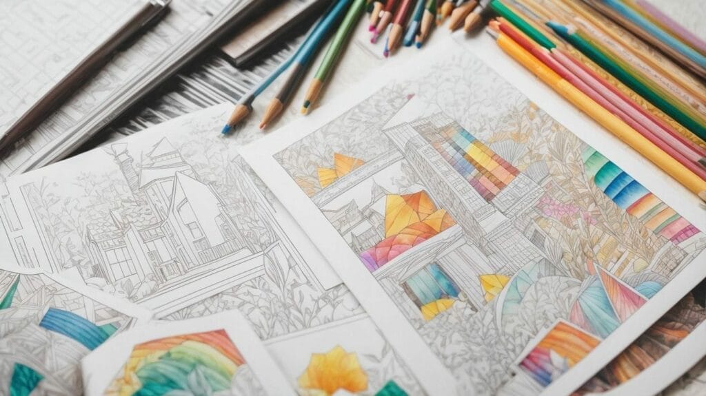 Coloring books and pencils on a table, perfect for kids.