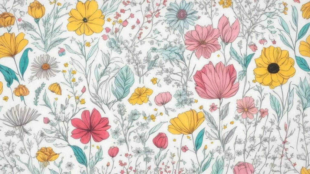 A vibrant floral pattern on a white background, perfect for kids.