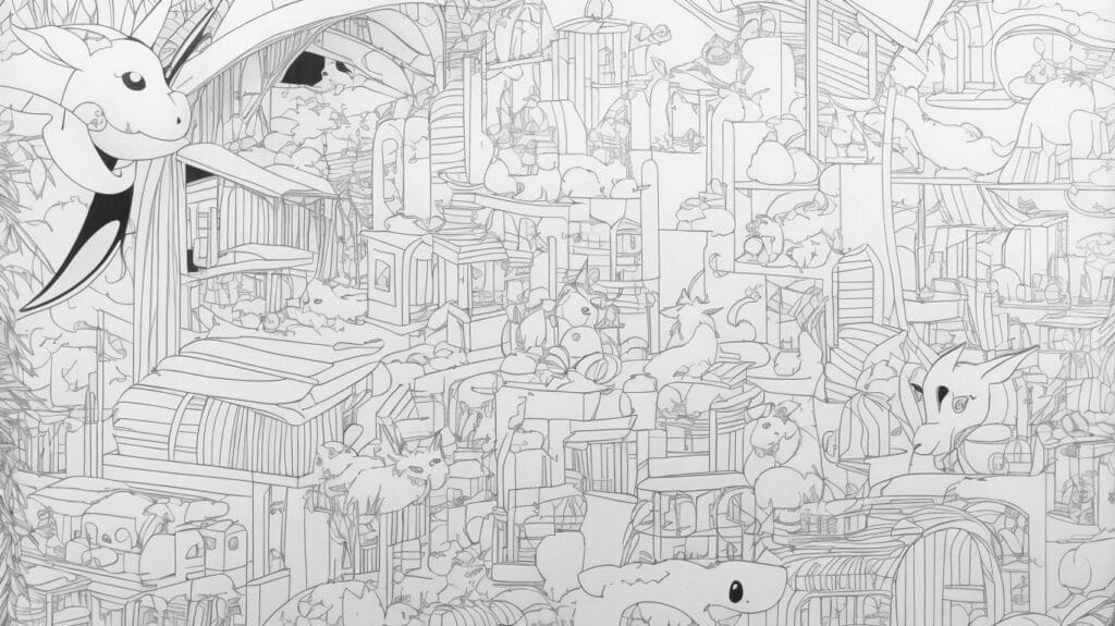 A black and white drawing of a city, perfect for preschoolers to color.