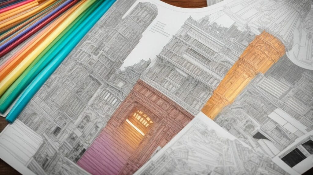 A PDF coloring book with different colored pencils on Coloring Pages.
