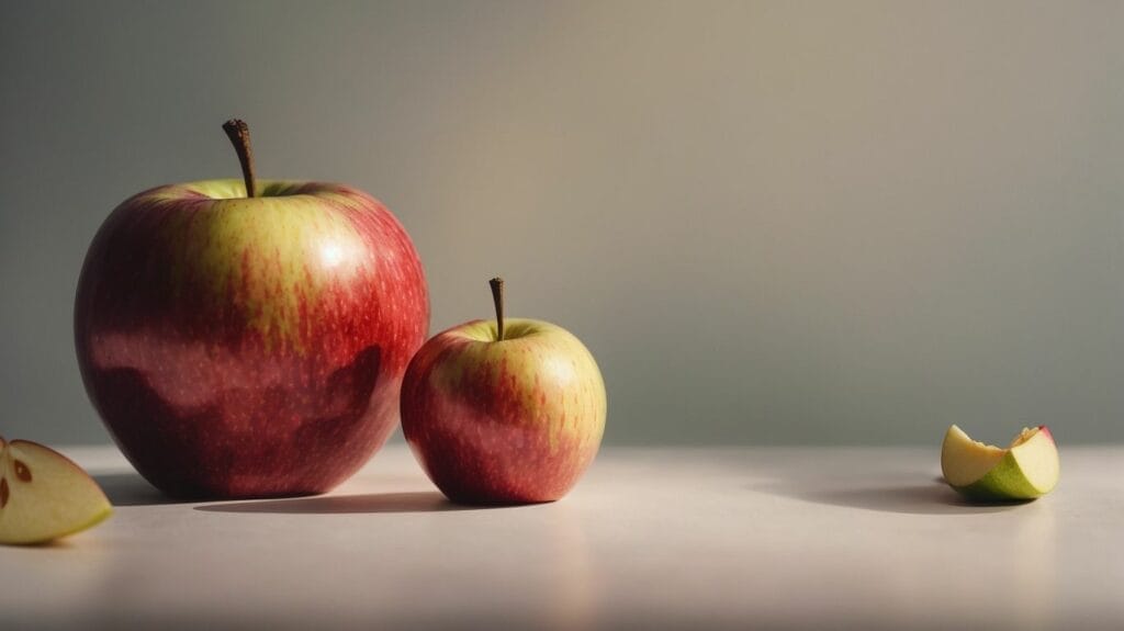 An example of using shading techniques to draw two red apples on a table next to each other, perfect for beginners.